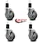 Service Caster 5'' Gray Poly Swivel 1-3/4'' Expanding Stem Caster Set with Brake, 4PK SCC-EX20S514-PPUB-TLB-134-4 - alternate 3